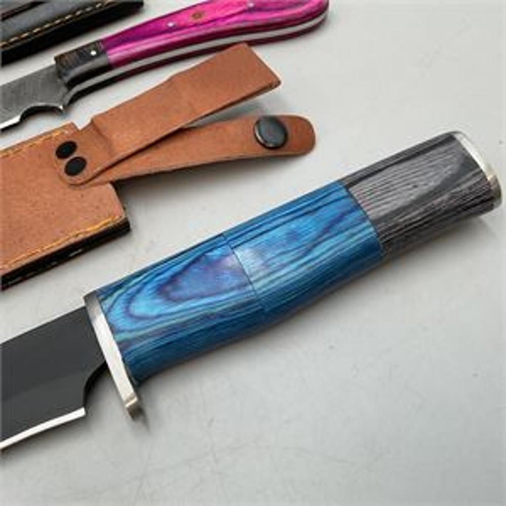 2 Shareez & Sons Damascus Steel Fillet & Fixed Blade Hunting Knives w/ Sheaths